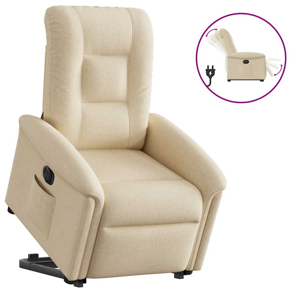 vidaXL Elektrické zvedací polohovací křeslo krémové textil