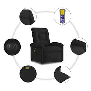 Elektrické zvedací masážní polohovací křeslo černé textil - obrázek 11