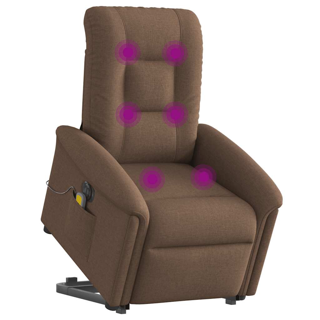 vidaXL Sta-op-massagestoel elektrisch verstelbaar stof bruin afbeelding