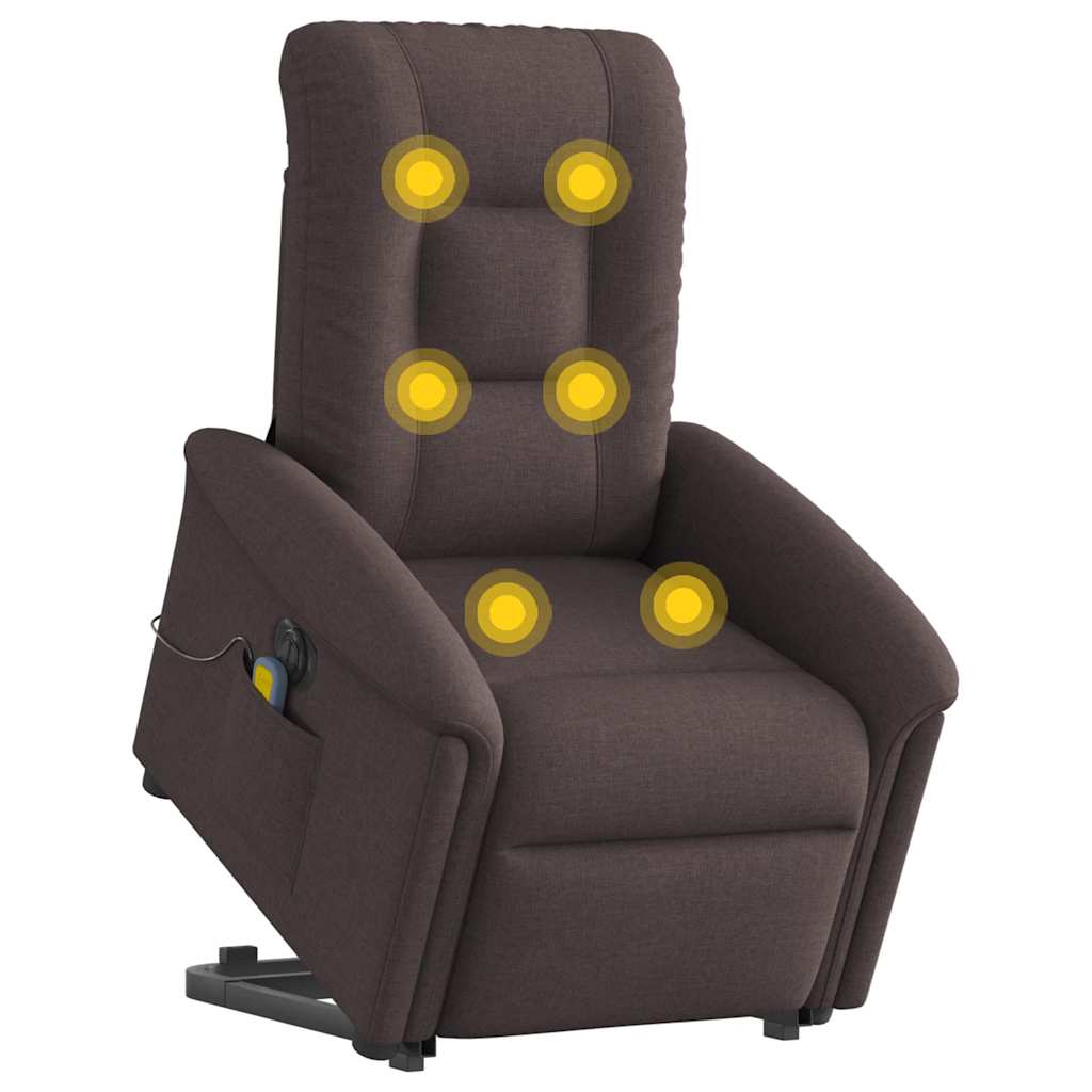 vidaXL Sta-op-massagestoel elektrisch verstelbaar stof donkerbruin afbeelding