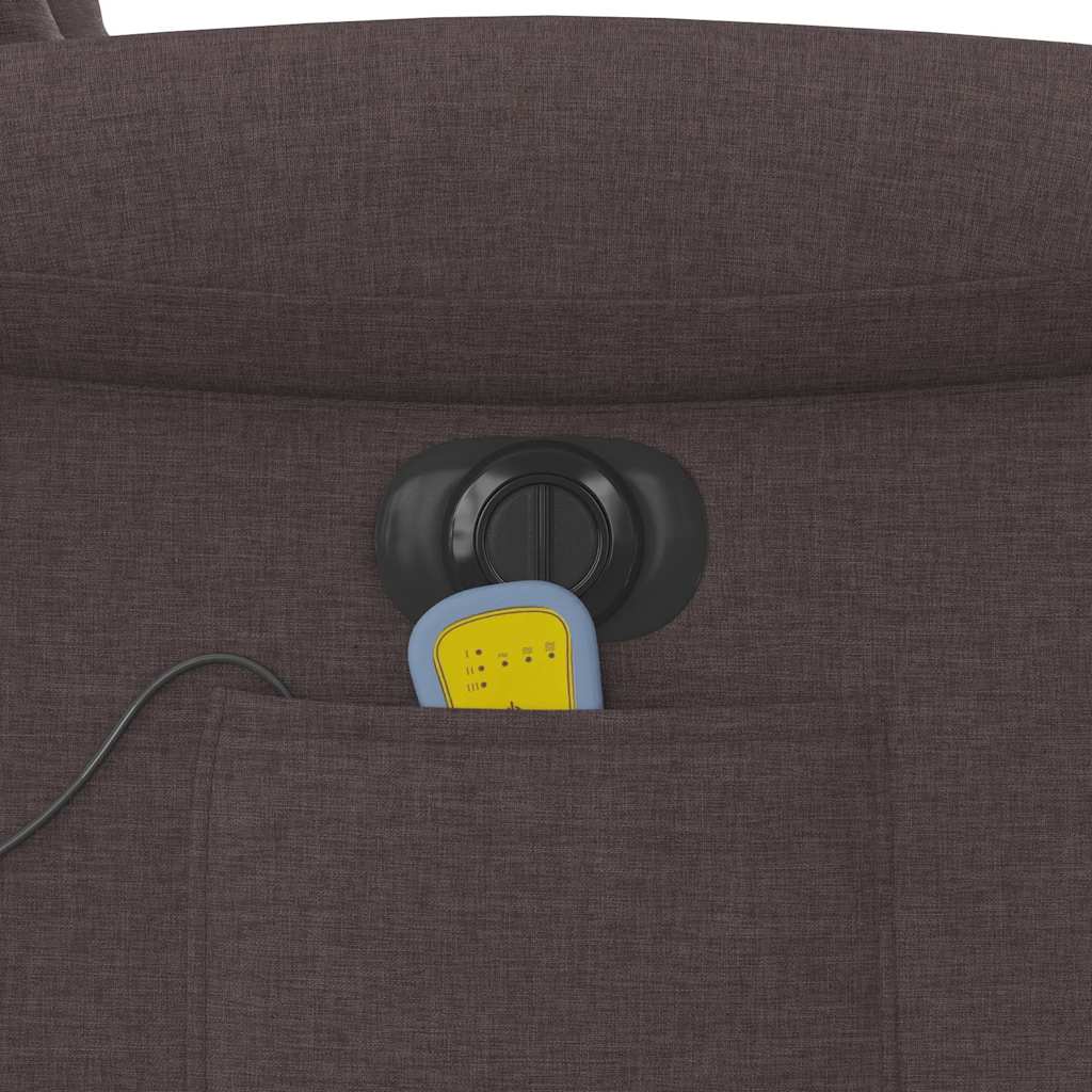 Elektrické zvedací masážní polohovací křeslo tmavě hnědé textil - obrázek 15