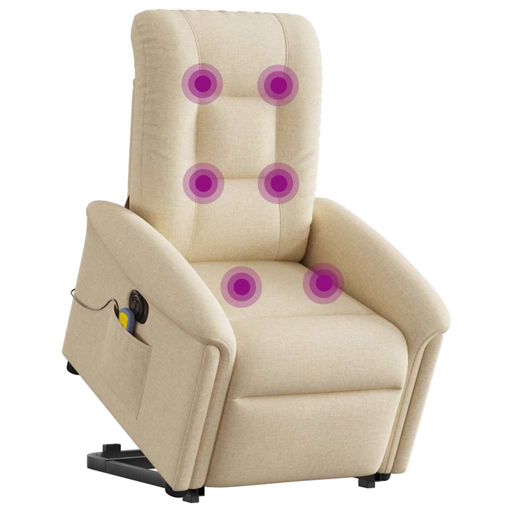 vidaXL Sta-op-massagestoel elektrisch verstelbaar stof crèmekleurig afbeelding