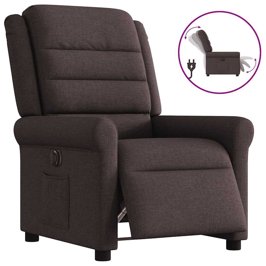 vidaXL Fotoliu rabatabil electric, maro închis, material textil
