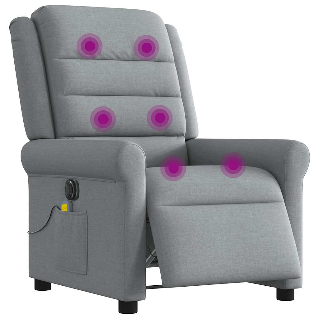 vidaXL Massagestoel elektrisch verstelbaar stof lichtgrijs afbeelding