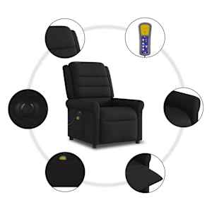 Elektrické masážní polohovací křeslo černé textil - obrázek 10