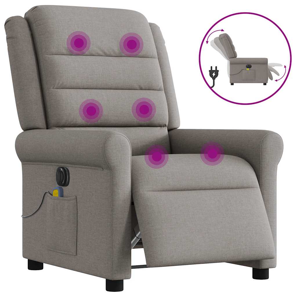 vidaXL Massagesessel Elektrisch Taupe Stoff