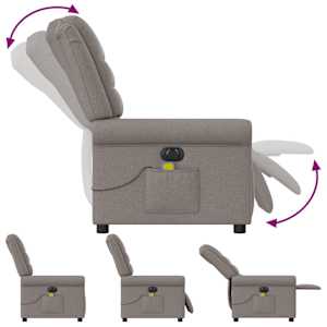 Elektrické masážní polohovací křeslo taupe textil - obrázek 8