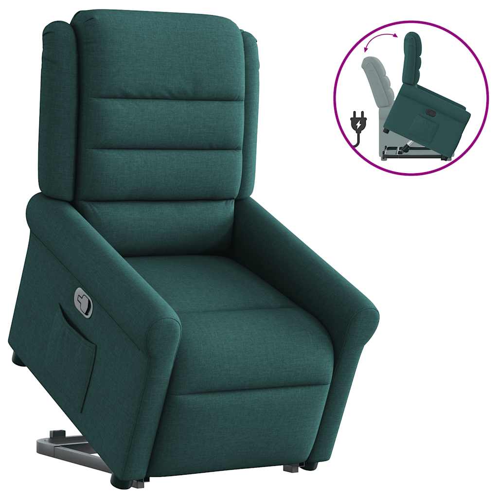 vidaXL Relaxsessel mit Aufstehhilfe Dunkelgrün Stoff