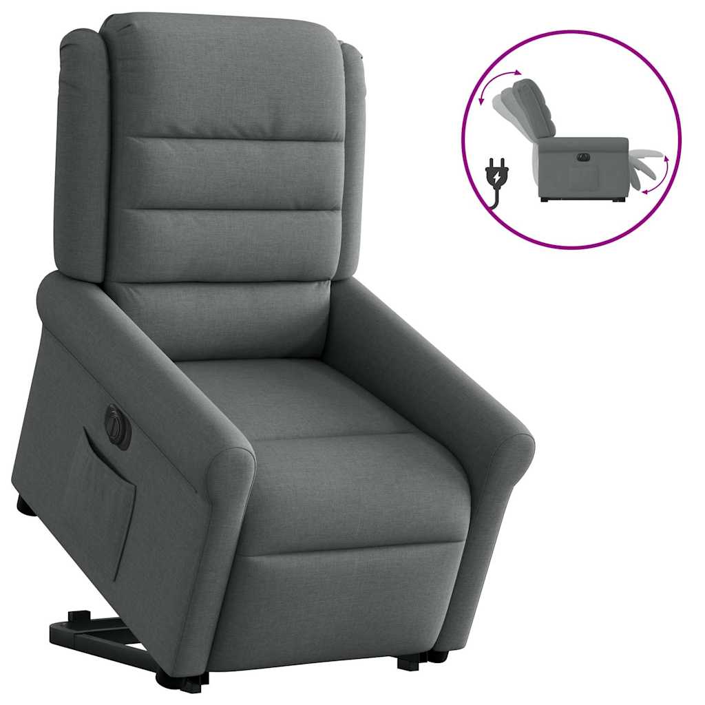 vidaXL Fotoliu electric rabatabil cu ridicare, gri închis, textil