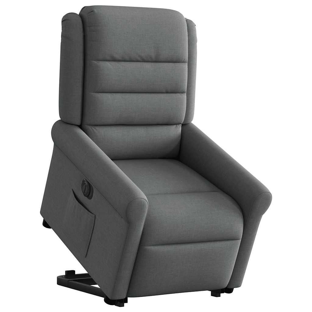 vidaXL Fotoliu electric rabatabil cu ridicare, gri închis, textil