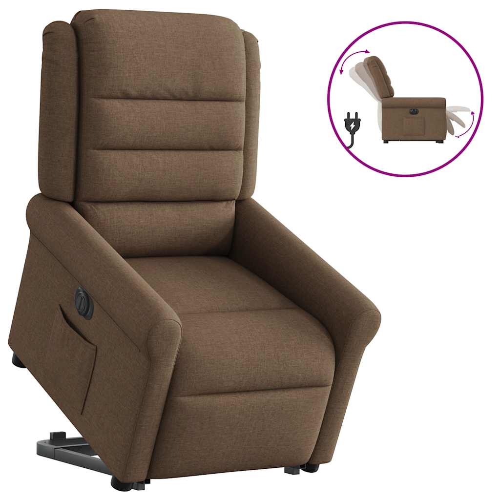 vidaXL Elektrické zvedací polohovací křeslo hnědé textil
