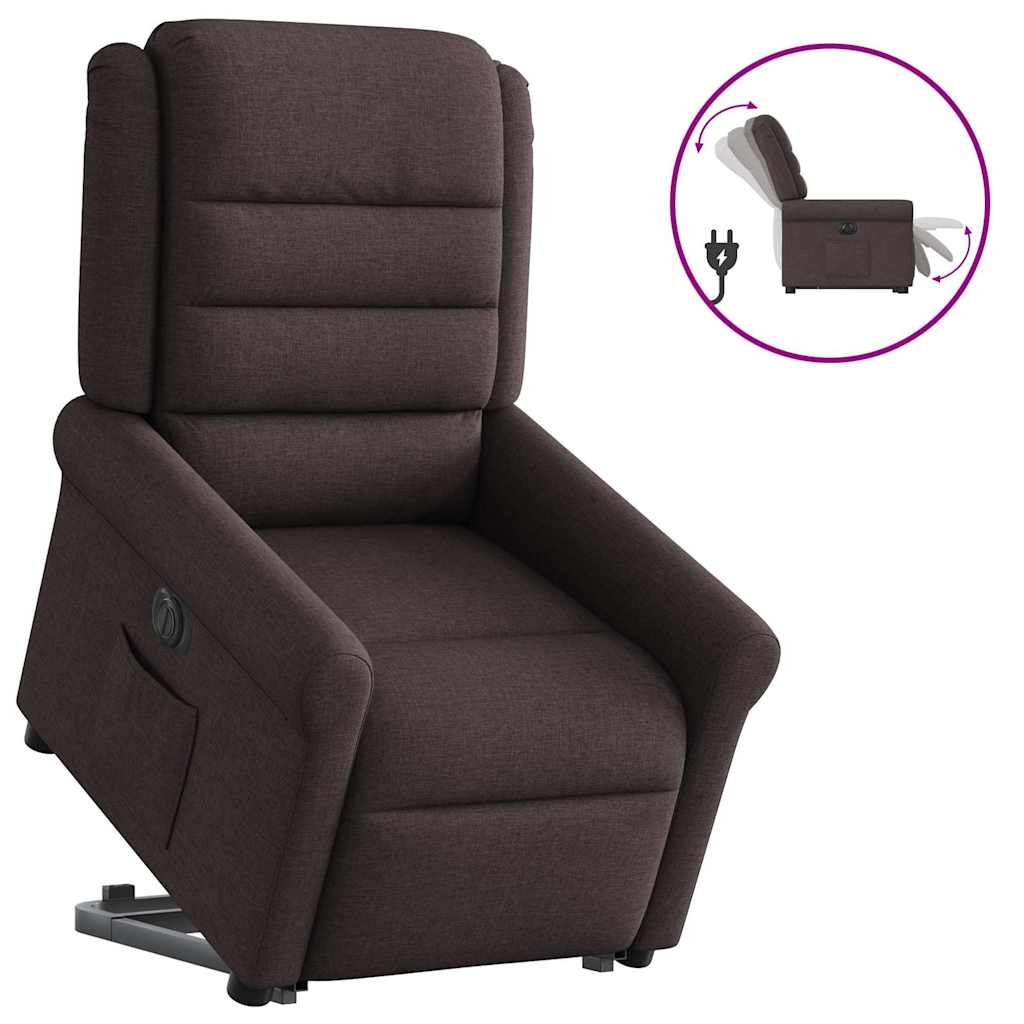 vidaXL Elektrické zvedací polohovací křeslo tmavě hnědé textil