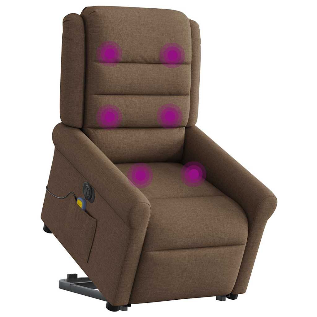 vidaXL Fotoliu electric de masaj rabatabil cu ridicare, maro, textil