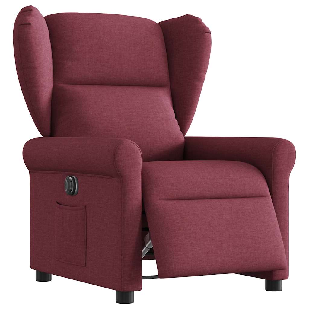 vidaXL Fotoliu rabatabil electric, roșu vin, material textil