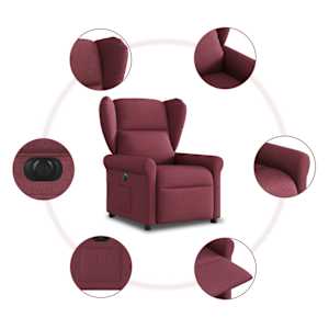 Elektrické polohovací křeslo vínové textil - obrázek 10