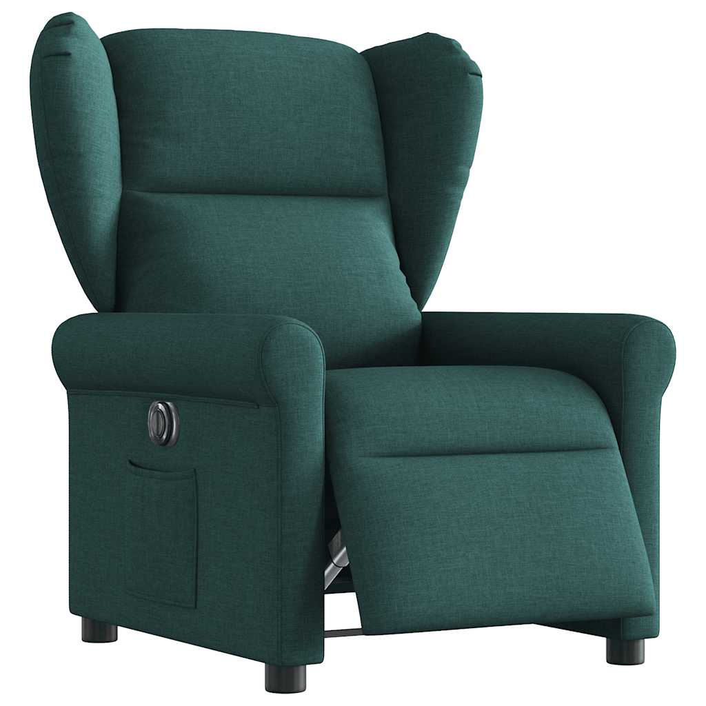 vidaXL Fotoliu rabatabil electric, verde închis, material textil