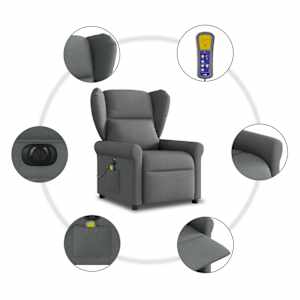 Elektrické masážní polohovací křeslo tmavě šedé textil - obrázek 10