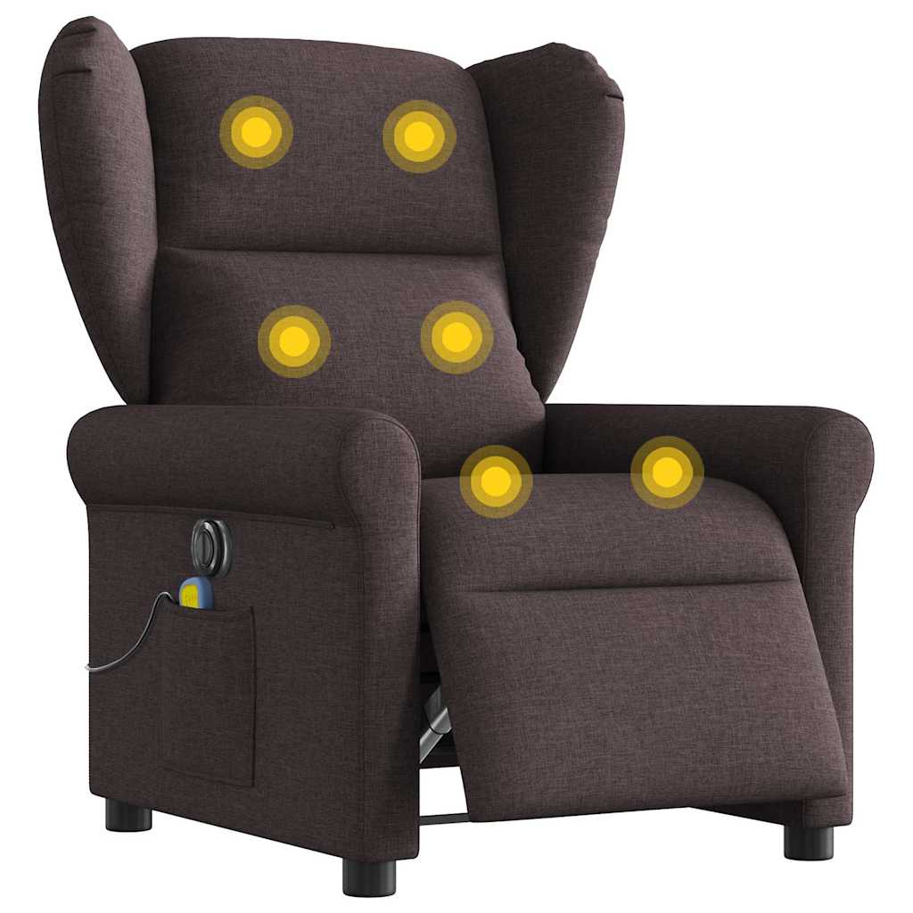 vidaXL Fotoliu electric de masaj rabatabil, maro închis, textil