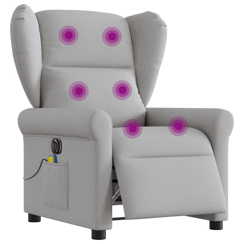vidaXL Scaun reclinabil electric pentru masaj Cloud Grey Fabric