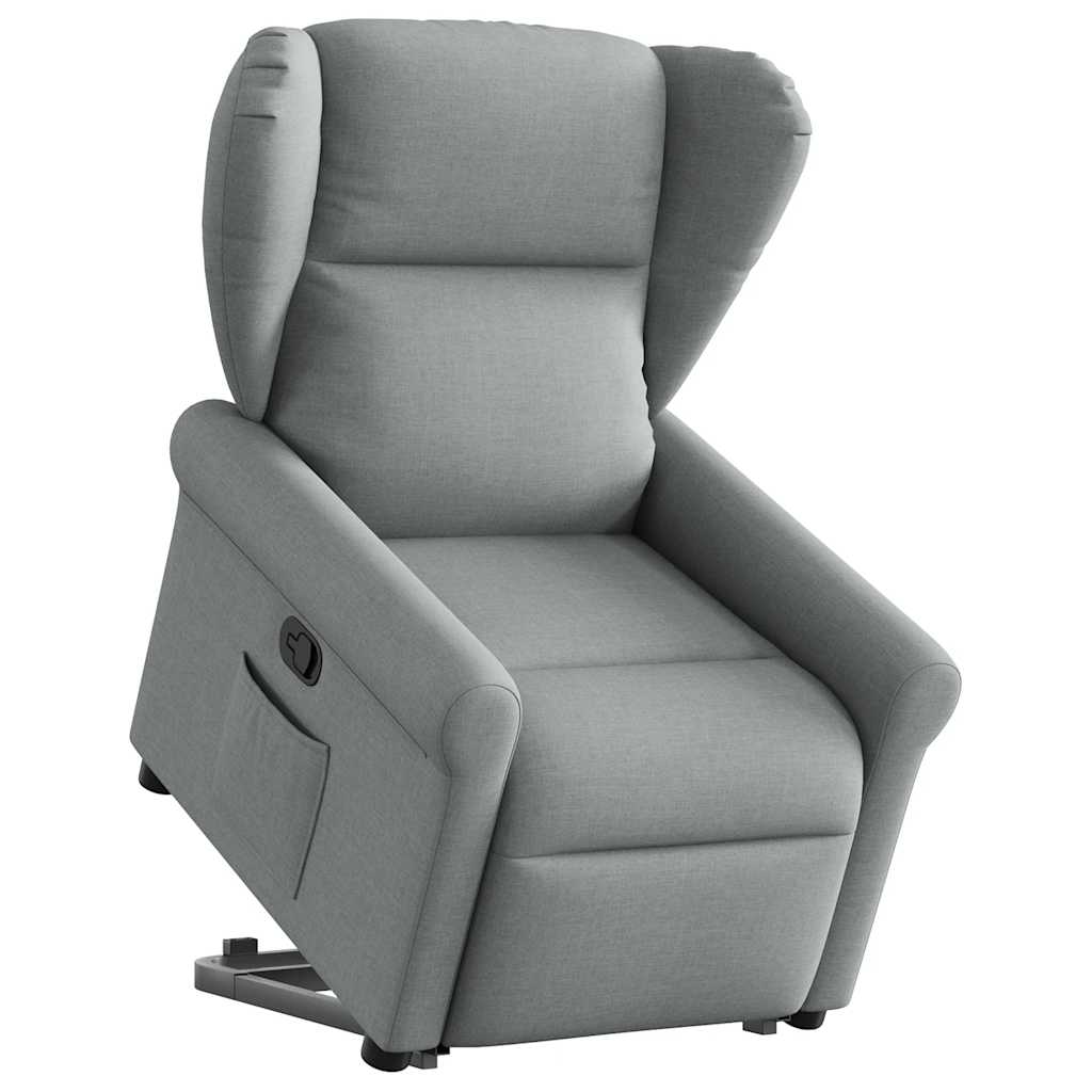 vidaXL Fotoliu rabatabil cu ridicare, gri deschis, material textil