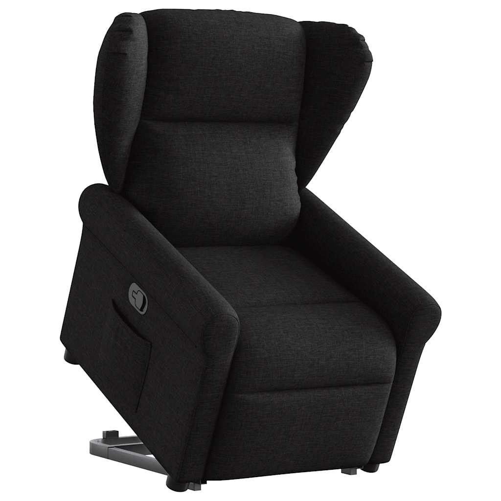 vidaXL Fotoliu rabatabil cu ridicare pe verticală, negru, textil