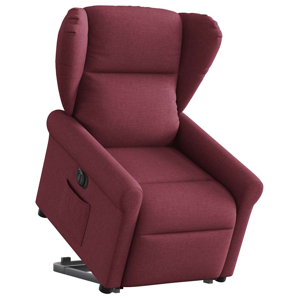 vidaXL Fotoliu electric rabatabil cu ridicare, roșu vin, textil