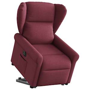 Elektrické zvedací polohovací křeslo vínové textil - obrázek 1