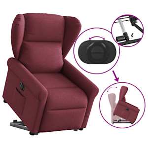 Elektrické zvedací polohovací křeslo vínové textil - obrázek 7