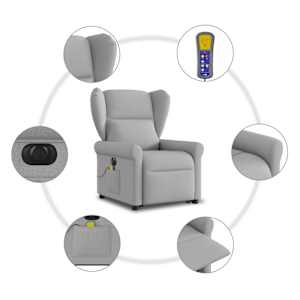 Elektrické zvedací masážní polohovací křeslo obláčkově šedé - obrázek 11