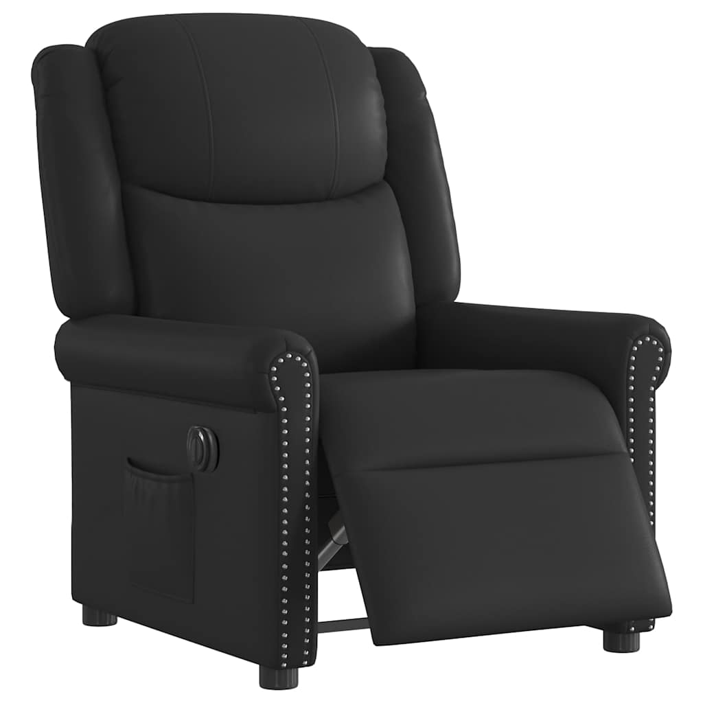 vidaXL Fotoliu rabatabil electric, negru, piele ecologică lucioasă