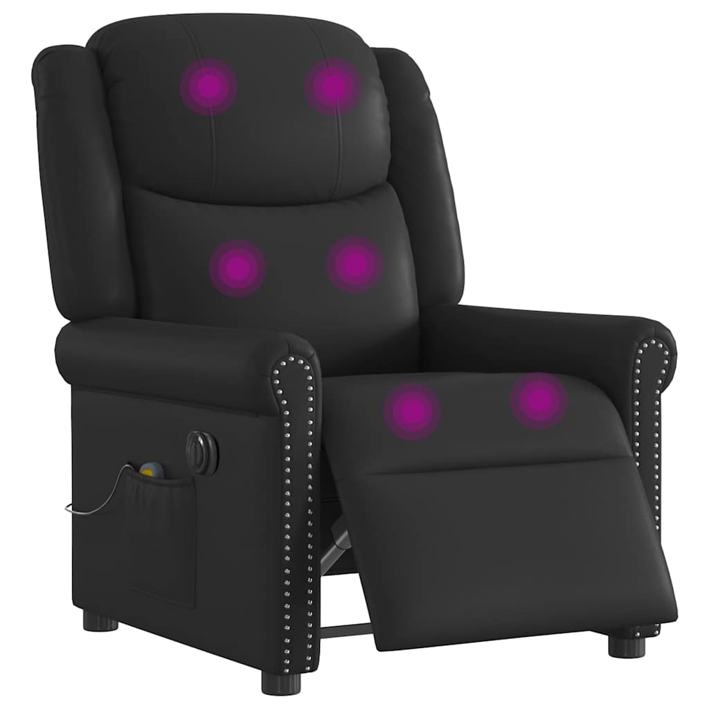 vidaXL Relaxsessel Massage Elektrisch Glänzend Schwarz Kunstleder