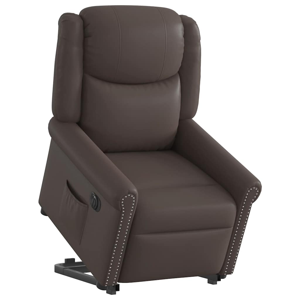 vidaXL Scaun reclinabil electric, maro strălucitor piele artificială