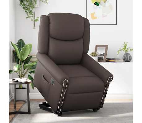 vidaXL Sta-op-stoel elektrisch verstelbaar kunstleer glanzend bruin