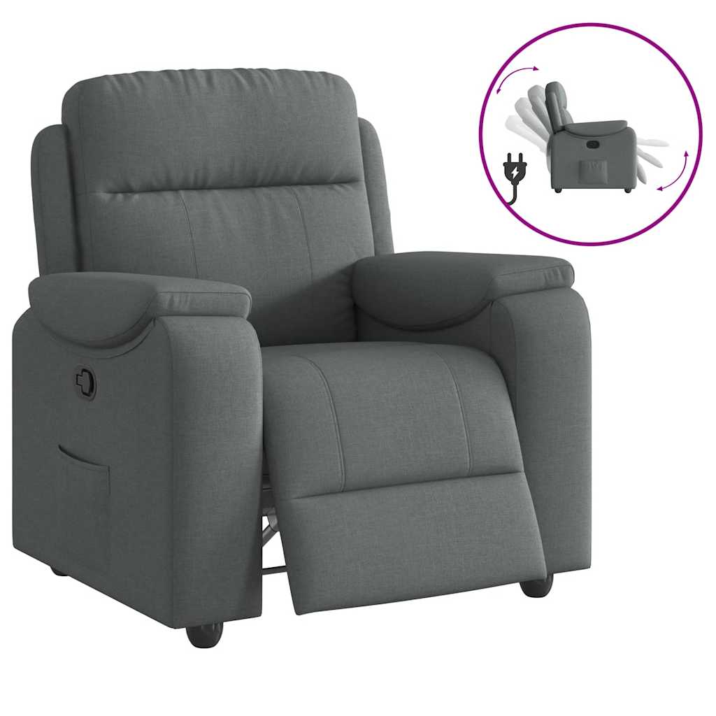 vidaXL Recliner Chair Dark Gray Fabric