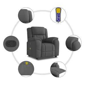 Masážní křeslo s polohovacím mechanismem, tmavě šedé, látkové - obrázek 7