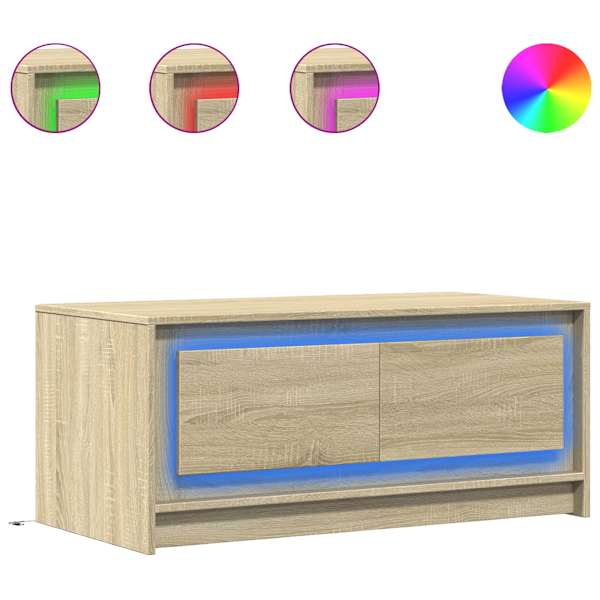 vidaXL kohvilaud LED-tuledega, Sonoma tamm, tehispuit