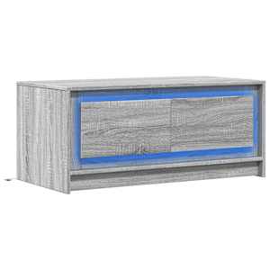 vidaXL sz&uuml;rke sonoma sz&iacute;nű szerelt fa doh&aacute;nyz&oacute;asztal LED-vil&aacute;g&iacute;t&aacute;ssal