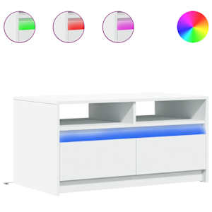 vidaXL kohvilaud LED-tuledega, valge, tehispuit