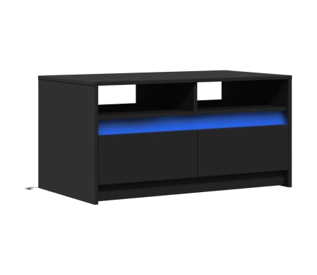 vidaXL Salontafel met LED-verlichting bewerkt hout zwart