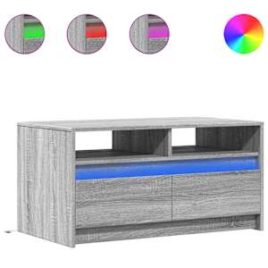 vidaXL kohvilaud LED-tuledega, hall Sonoma tamm, tehispuit