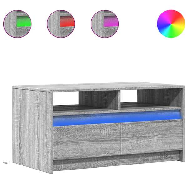 vidaXL kohvilaud LED-tuledega, hall Sonoma tamm, tehispuit