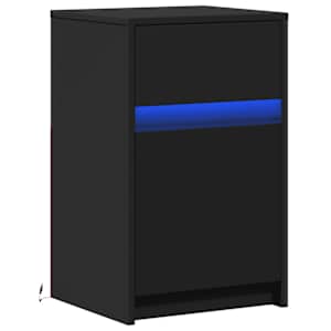 Noční stolek s LED osvětlením černý kompozitní dřevo - obrázek 3