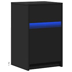 vidaXL Noptieră cu lumini LED, negru, lemn prelucrat