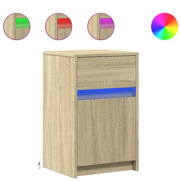 vidaXL &ouml;&ouml;kapid LED-valgustusega, Sonoma tamm, tehispuit