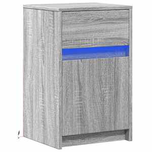 vidaXL Bedside Cabinet with LED Lights Grey Sonoma Engineered Wood