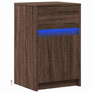 vidaXL Armoire de chevet et lumi&egrave;res LED ch&ecirc;ne marron bois ing&eacute;nierie