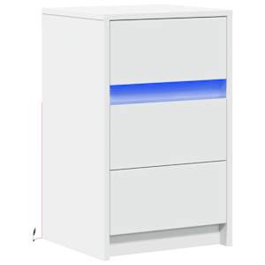 Noční stolek s LED osvětlením bílý kompozitní dřevo - obrázek 3