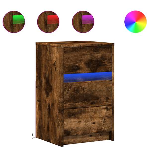 vidaXL &ouml;&ouml;kapid LED-valgustusega, suitsutatud tamm, tehispuit