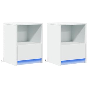 Noční stolky s LED osvětlením 2 ks bílé kompozitní dřevo - obrázek 3