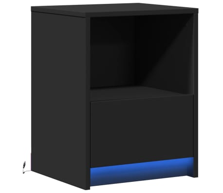 vidaXL &ouml;&ouml;kapp LED-valgustusega, must, tehispuit